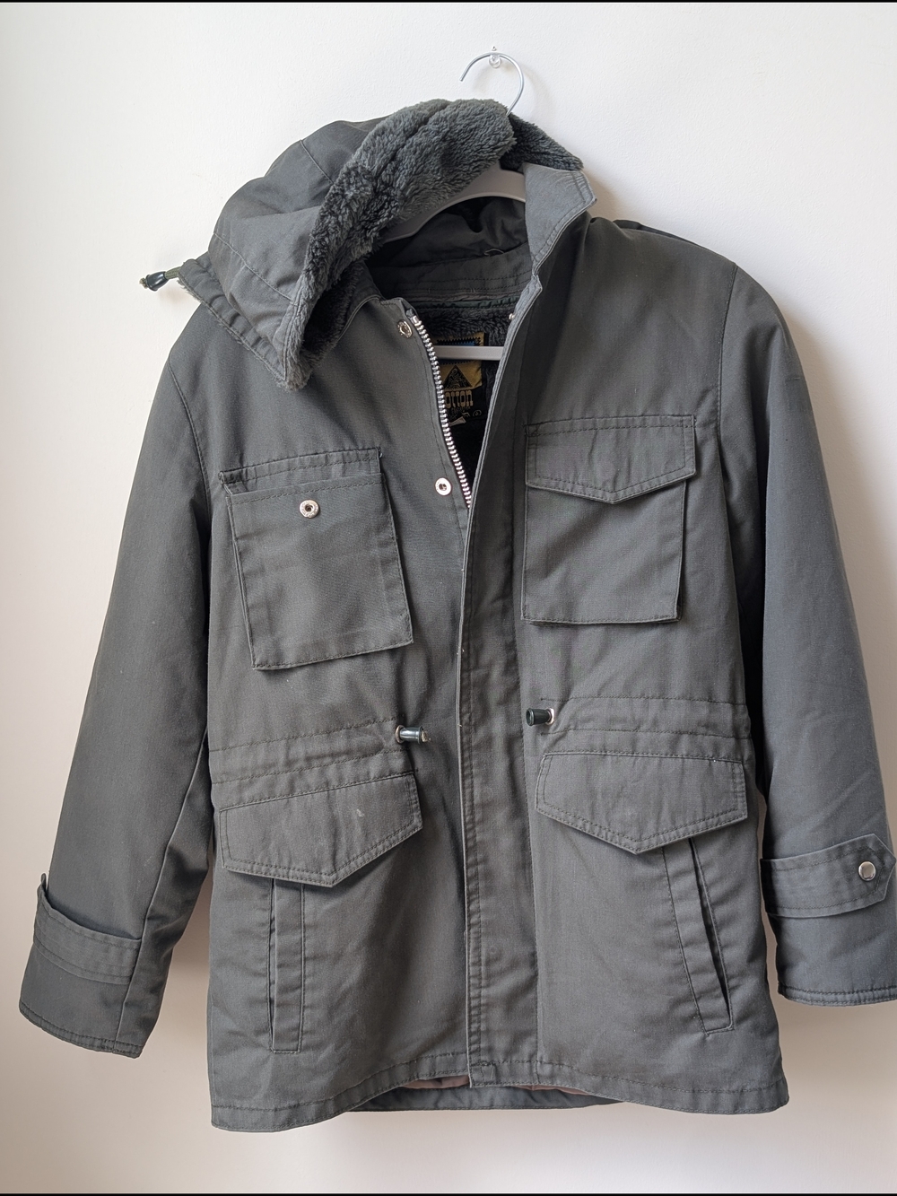 Vintage Handloom Field Jacket Parka Womens M 44 Green Sherpa Lined Hood Canvas